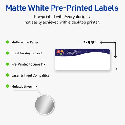 Avery Rectangle Multipurpose Labels, 1 x 2-5/8, White, 160/Pack (19479370438)
