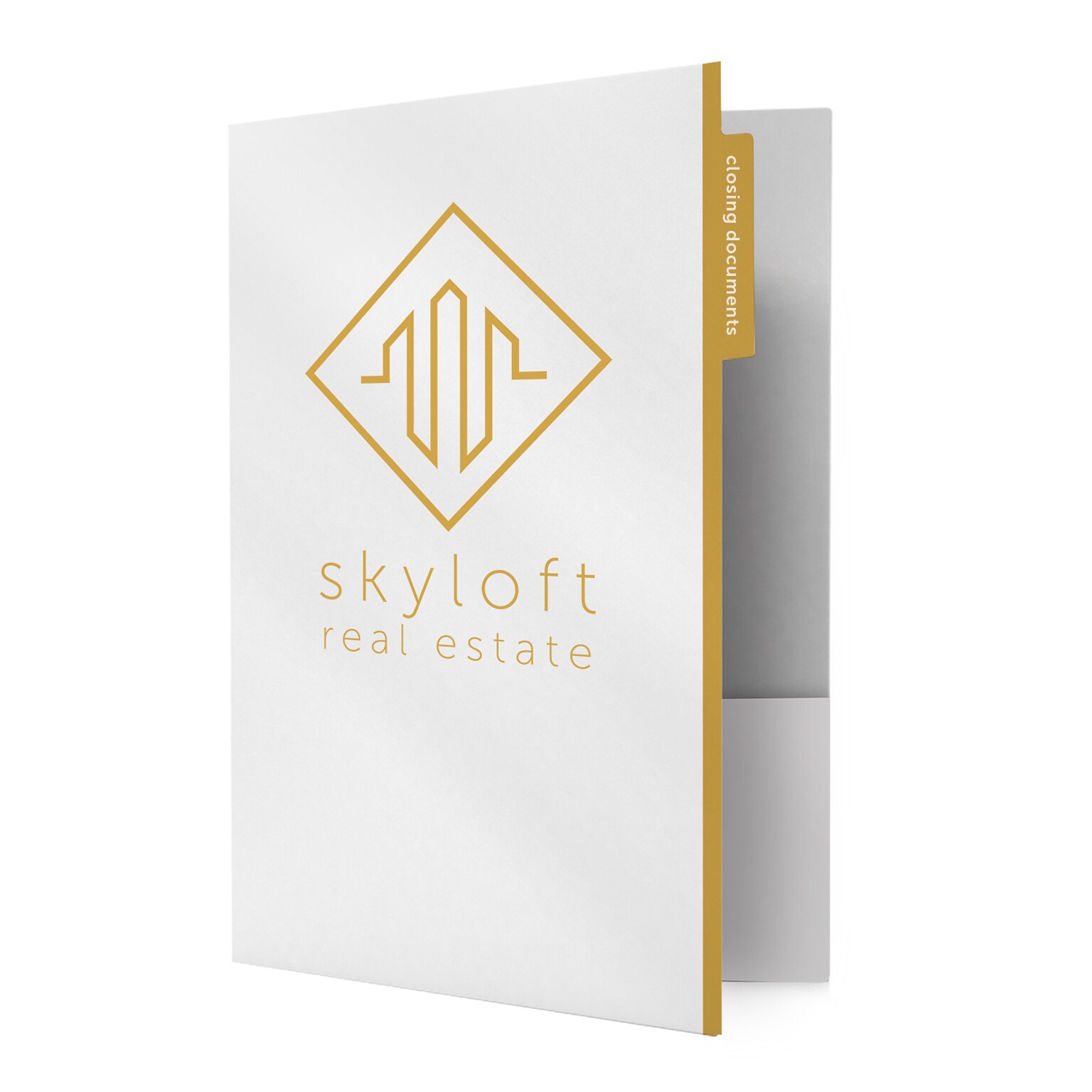 Custom 1 Color Top Tab File Folder with Two Pockets, 10pt. White Semi-Gloss Stock, 50/Pack