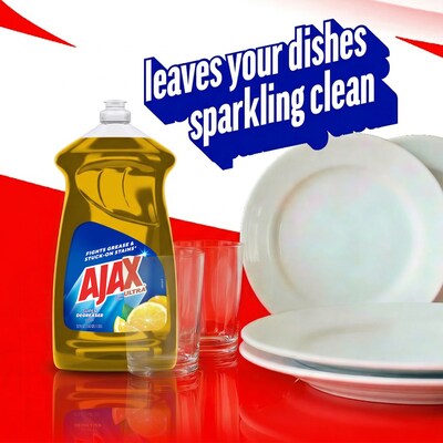 Ajax Ultra Liquid Dish Soap Lemon Scent, Super Degreaser, Mess-Free, Easy-Flip Cap, 52 fl oz Bottle (149861)