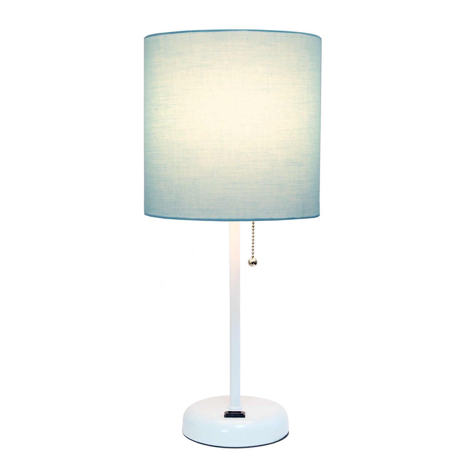Simple Designs 19.5 LED Table Lamp, White/Aqua Shade (LT2024-AOW-CCLB)