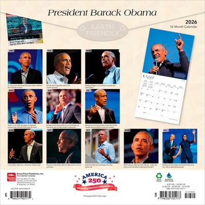 2026 BrownTrout President Barack Obama 12 x 12 Monthly Wall Calendar (9798330705177)