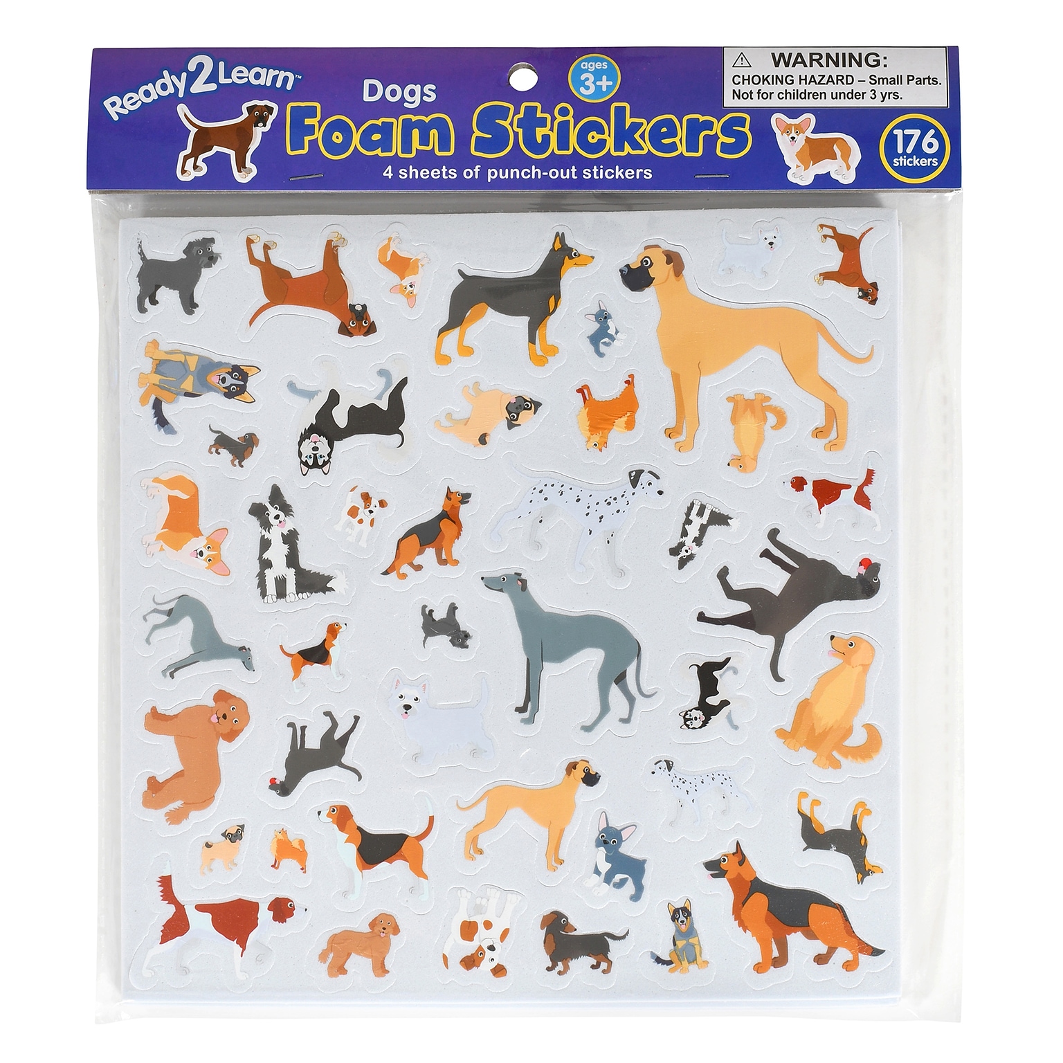 Ready2Learn Foam Dog Stickers, Multicolored, 176/Pack (CE-10121)