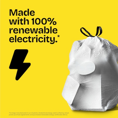 Glad ForceFlex Tall 13 Gallon Drawstring Kitchen Trash Bag, White, 120 Total Bags (78555)