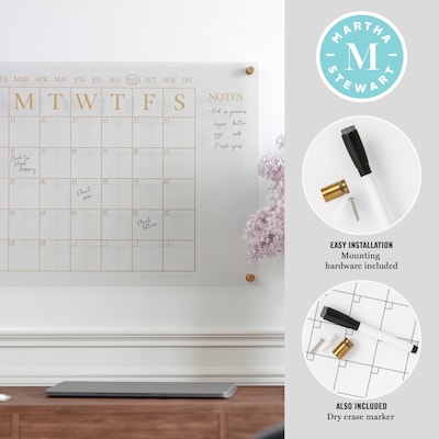 Martha Stewart Grayson Acrylic Gold Print Dry Erase Wall Calendar with Notes, 24 x 18 (BRAC4560GDC