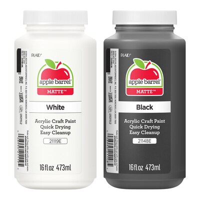 Apple Barrel Acrylic Paint Matte, 16oz., White & Black, 2/Pack (APPPROMOABWB-2)