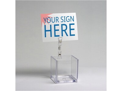 Azar Sign Holder, 0.75" x 3.5", Freestanding, Clear Plastic, 10/Pack (107607)