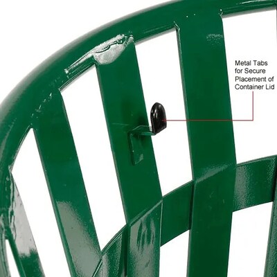 Global Industrial Outdoor Slatted Steel Trash Can w/ Rain Bonnet Lid, 36 Gallon, Green (260804GN)