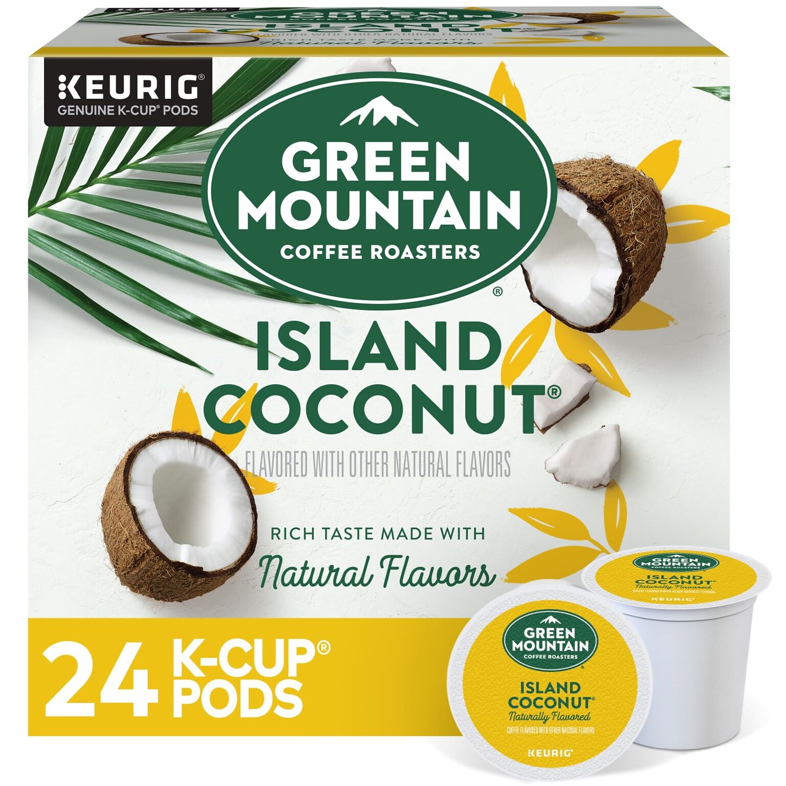 Green Mountain Coffee Roasters Island Coconut Coffee Keurig® K-Cup® Pods, Light Roast, 24/Box (5000365434)