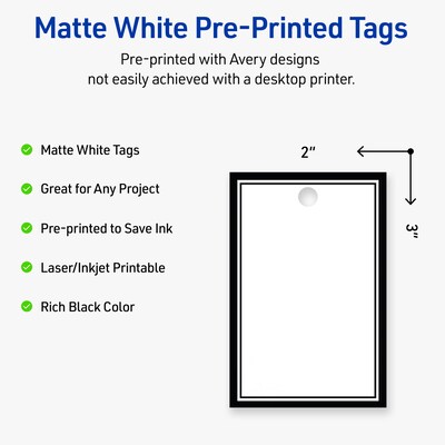 Avery 3 Blank Price & Merchandise Tags, White, 80/Carton (S00-DM8-PRMWT10)