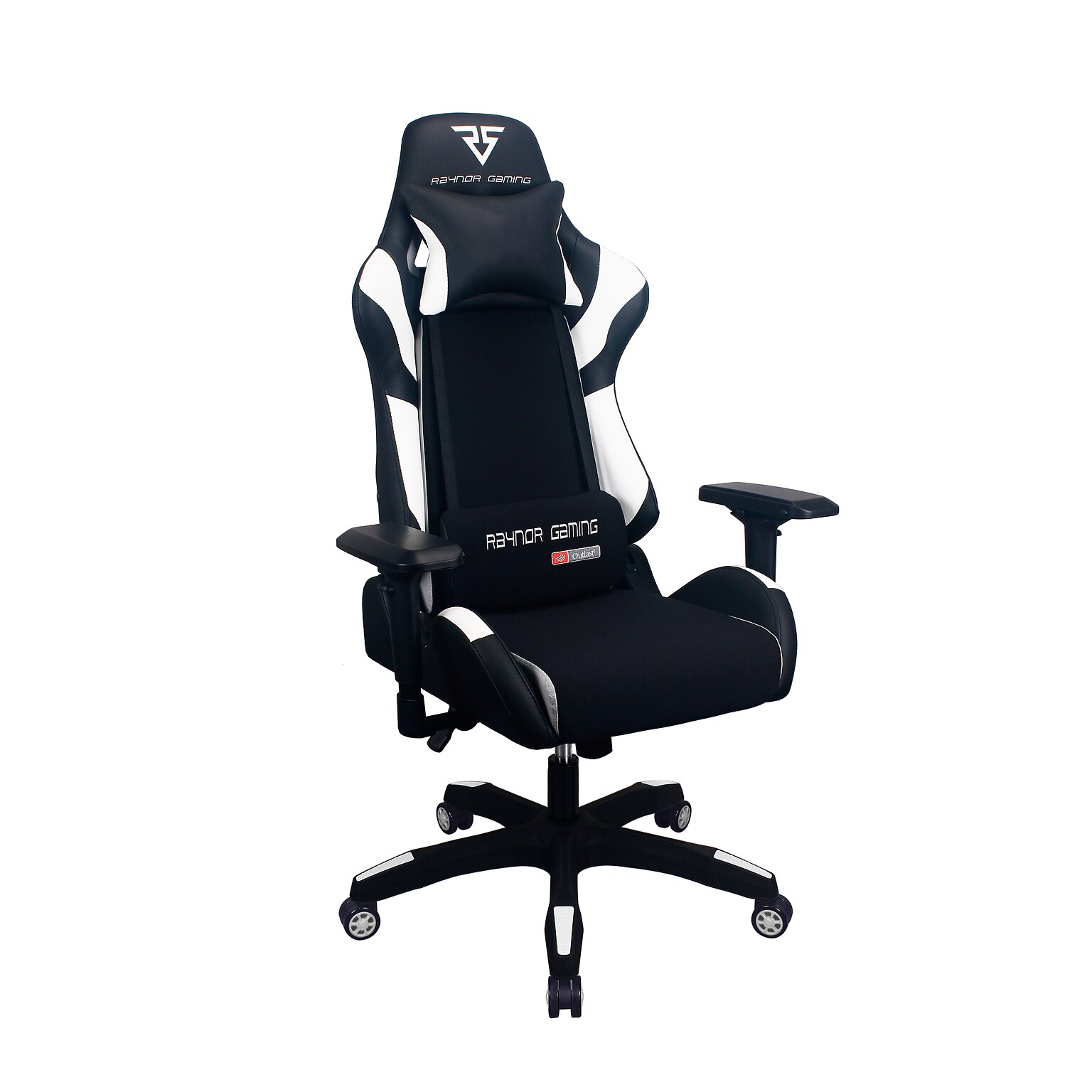 Raynor Group Energy Pro Series Fabric/Polyurethane Gaming Chair, Black/White (G-EPRO-WHT)