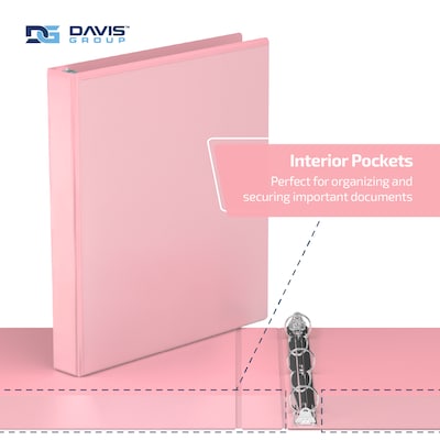 Davis Group, 1", 8.5" x 11", Round Ring View Binder, Pastel Color, Blush, 6/Pack (7411-11-06)