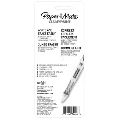  Paper Mate Clearpoint Mechanical Pencils, 0.7 mm Lead Pencil,  Black Barrel, Refillable, 6 Pack : Office Products