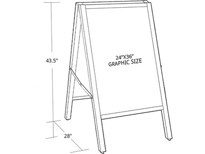 Azar Indoor/Outdoor A-Frame Sidewalk Sign, 24 x 36, Black (300241)