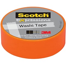 Scotch® Expressions Washi Tape, 0.59 x 10.91 yds., Orange (C314-ORG-J)
