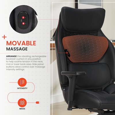 Sharper Image Algrove Comfort-X Ergonomic Swivel Executive Massage Chair, Black/Dark Gray (60117-BLKGRY)