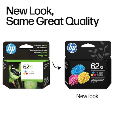 HP 62XL Tri-Color High Yield Ink Cartridge, Print Up to 415 Pages (C2P07AN#140)