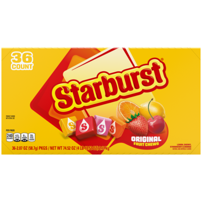Starburst Original Fruit Chews Candy, 2.07 oz., 36/Box (MMM01151)