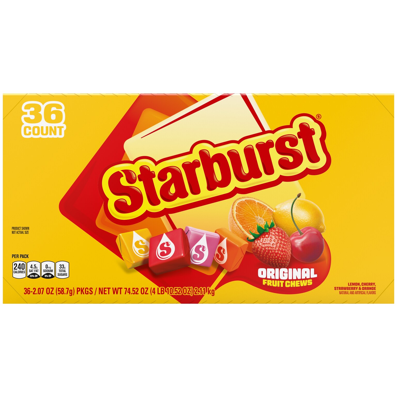 Starburst Original Fruit Chews Candy, 2.07 oz., 36/Box (MMM01151)