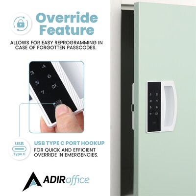 AdirOffice 72"H 4-Tier Misty Green Storage Locker (ADI629-204-MGRN-DL)