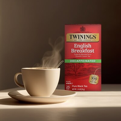 Twinings Classic Decaffeinated English Breakfast Tea, 25/Box (TNA51727)