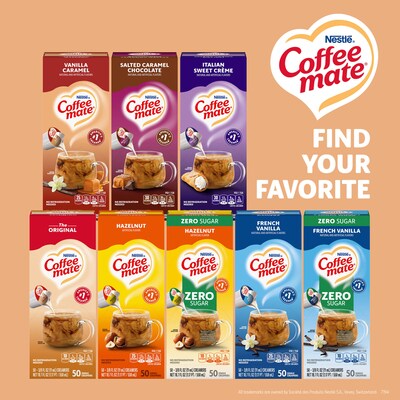 NESTLE COFFEE MATE Coffee Creamer Vanilla Caramel Flavor, Liquid Creamer Singles, 0.375 fl oz, 50 Count.