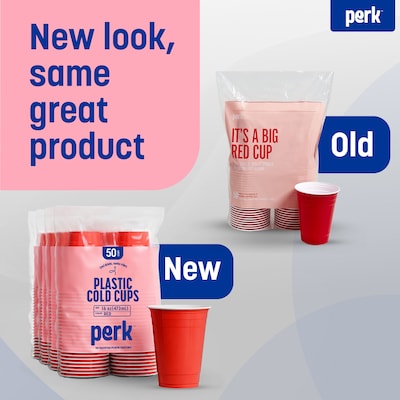 Perk™ Plastic Cold Cup, 16 Oz., Red, 50/Pack (PK54359)