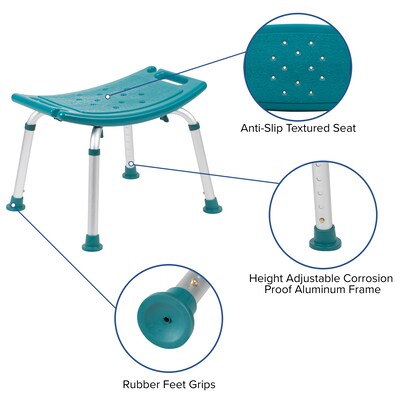 Flash Furniture Adjustable Bath & Shower Chair, Teal (DCHY3410LTL)