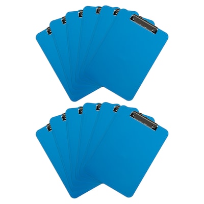 JAM Paper Plastic Clipboard, Letter Size, Blue, 12/Pack (340926882AZ)
