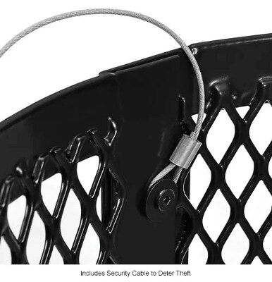 Global Industrial Outdoor Diamond Steel Trash Can w/ Rain Bonnet Lid, 36 Gallon, Black (261926BK)