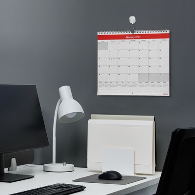 2025 Staples 15" x 12" Wall Calendar, Red/White (ST52080-25)