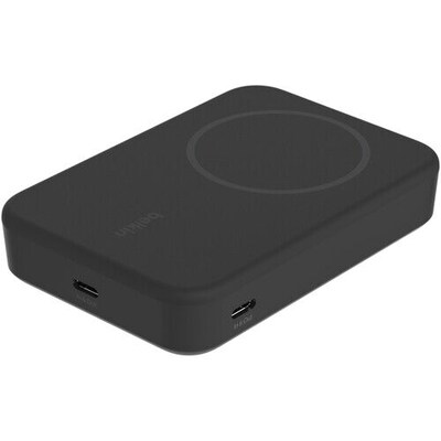 Belkin BoostCharge Pro GaN MagSafe Magnetic Wireless Power Bank, 3.3ft, Black (BPD008BTBK)