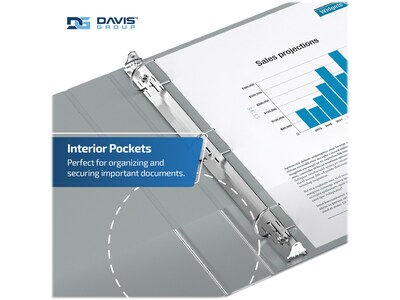 Davis Group Premium Economy 3" 3-Ring Non-View Binders, D-Ring, Gray, 6/Pack (2305-07-06)