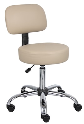 Boss Caressoft Armless Doctors Stool with Backrest, Beige (B245-BG)