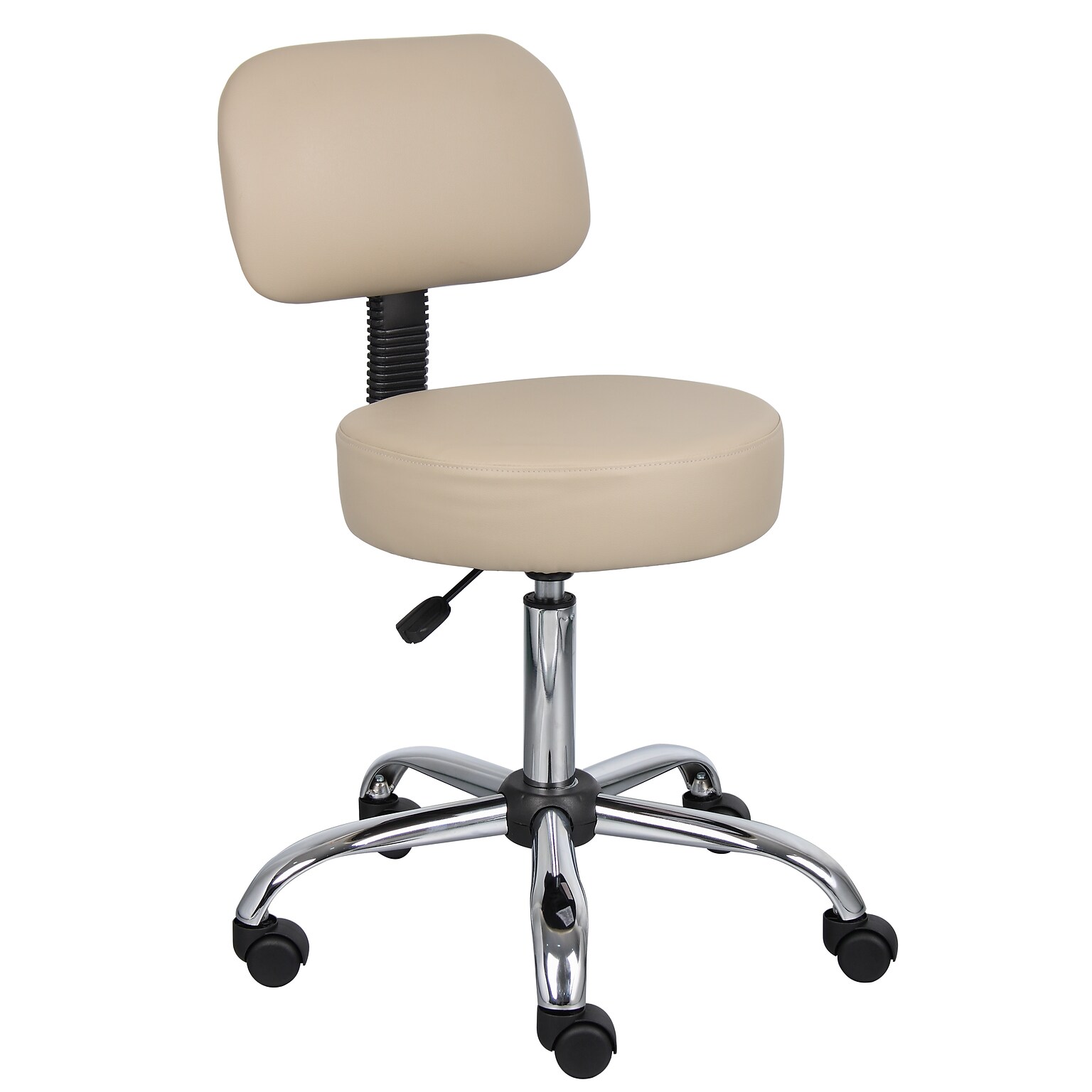 Boss Caressoft Armless Doctors Stool with Backrest, Beige (B245-BG)