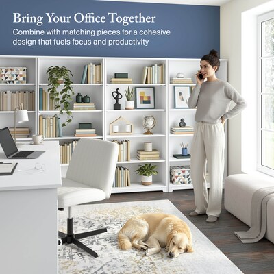 Bush Furniture Cabot 66"H 5-Shelf Bookcase with Adjustable Shelves, White (WC31966)