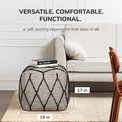 Anji Mountain Atlas Noir Fabric Rectangular Pouf Ottoman (AMBPF098-1917)