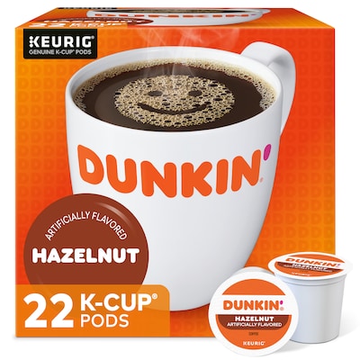 Dunkin Hazelnut Coffee, Medium Roast, 0.37 oz. Keurig® K-Cup® Pods, 22/Box (400848)