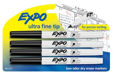 TRU RED™ Pen Dry Erase Markers, Ultra Fine Tip, Black, 12/Pack (TR61438-CC)