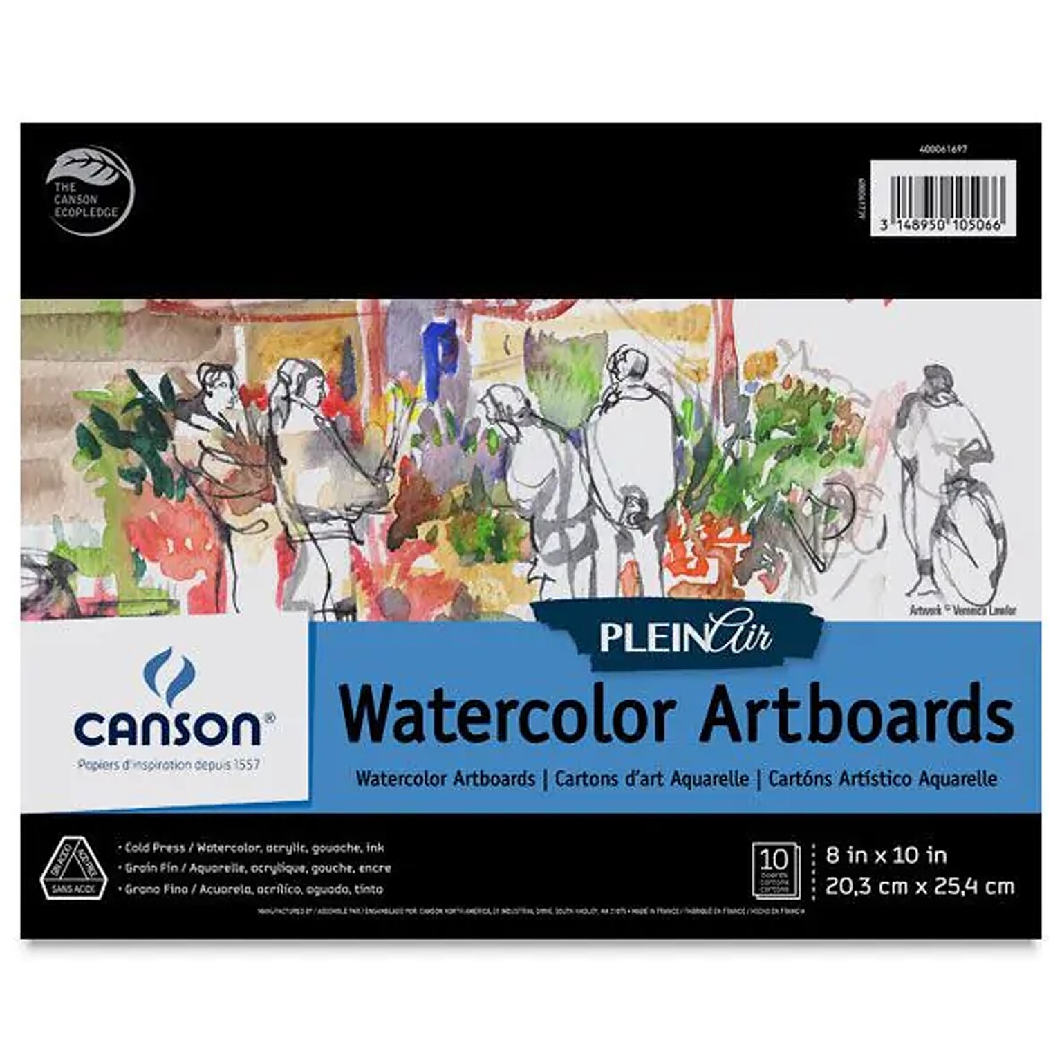 Canson Artist Series 8 x 10 Watercolor Art Boards, 10 Sheets/Pad (MCXC400061697)