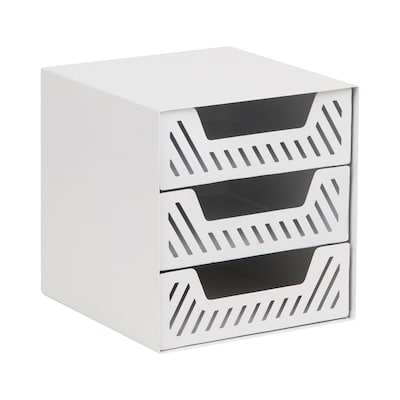 Mind Reader Metal Desk Organizer, White (3SLDR-WHT)