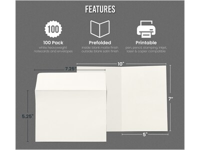 Better Office Uncoated General Use Notecards, White, 100/Pack (64601-100PK)