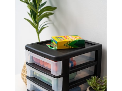 Iris Stackable 4-Drawer Storage, Plastic, Black/Translucent White, 2/Pack (586015)