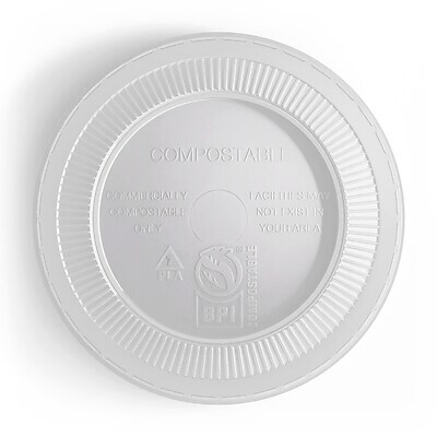 Perk Eco Compostable Straw Slot Cup Lids, 500 Count Bulk Disposable Lids for 12–16 Oz Cold Cups, Clear