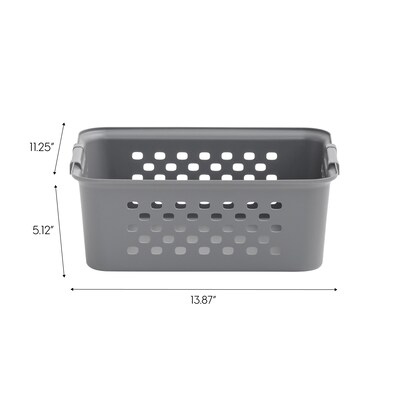 Iris Medium Plastic Storage Baskets, Gray, 4/Pack (500165)