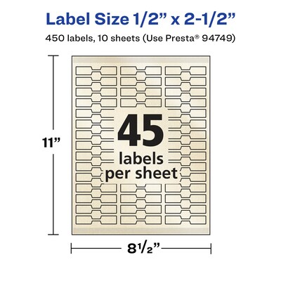 Avery Pearlized Ivory Decorative Edge Multipurpose Labels, .5" x 2.5", Ivory, 450/Pack (94749)