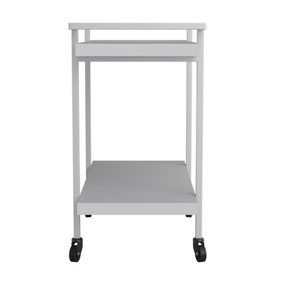 Martha Stewart Liam 2-Shelf Engineered Wood Mobile Office Storage and Printer Cart with Locking Wheels, Gray (NANJH17107GY)