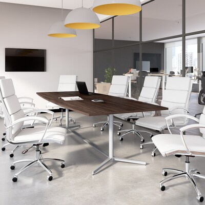 Bush Business Furniture 120W x 48D Boat Shaped Conference Table with Metal Base, Black Walnut (99TBM
