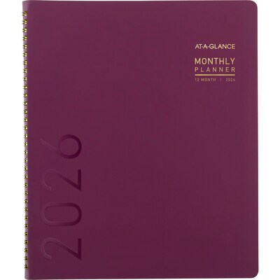 2026 AT-A-GLANCE Contemporary 9" x 11" Monthly Planner, Faux Leather Cover, Purple (70-250X-14-26)