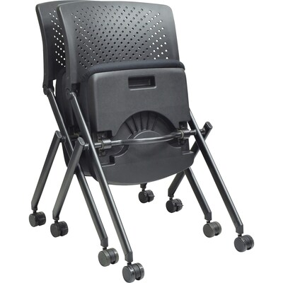 Lorell Upholstered Foldable Nesting Chairs, Black, 2/Carton (LLR41848)