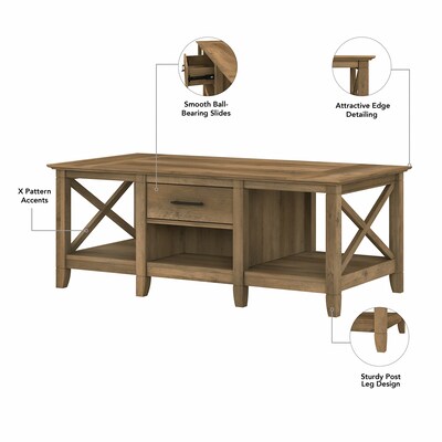 Bush Furniture Key West 47" x 24" Coffee Table, Reclaimed Pine (KWT148RCP-03)